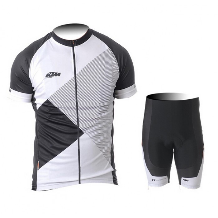 2015 KTM Radbekleidung Radtrikot Kurzarm und Fahrradhosen Kurz schwarz Weiß OKUX745