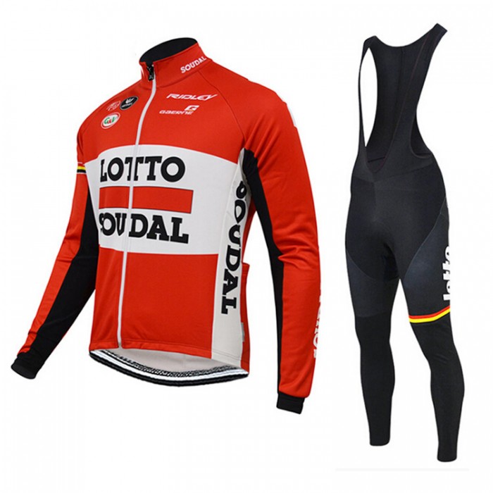 2015 Lotto Soudal Fahrradbekleidung Radtrikot Satz Langarm und Lange Trägerhose BUMZ314