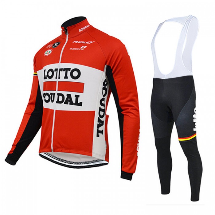 2015 Lotto Soudal Fahrradbekleidung Radtrikot Satz Langarm und Lange Trägerhose CBIL245