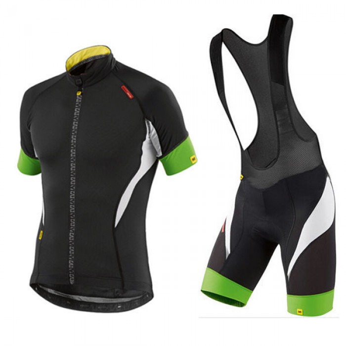 2015 MAVIC Fahrradbekleidung Satz Fahrradtrikot Kurzarm Trikot und Kurz Trägerhose schwarz Grün OILI180