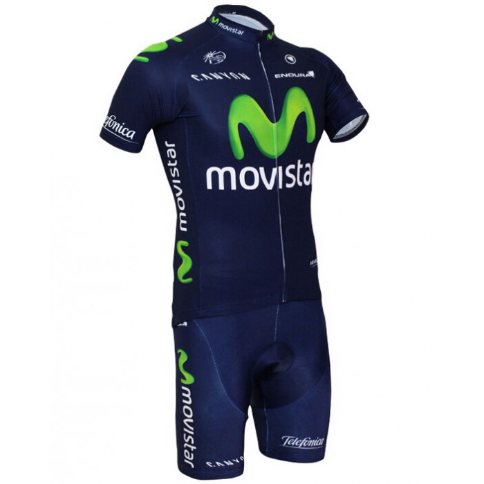 2015 Movistar Radbekleidung Radtrikot Kurzarm und Fahrradhosen Kurz XBZD659