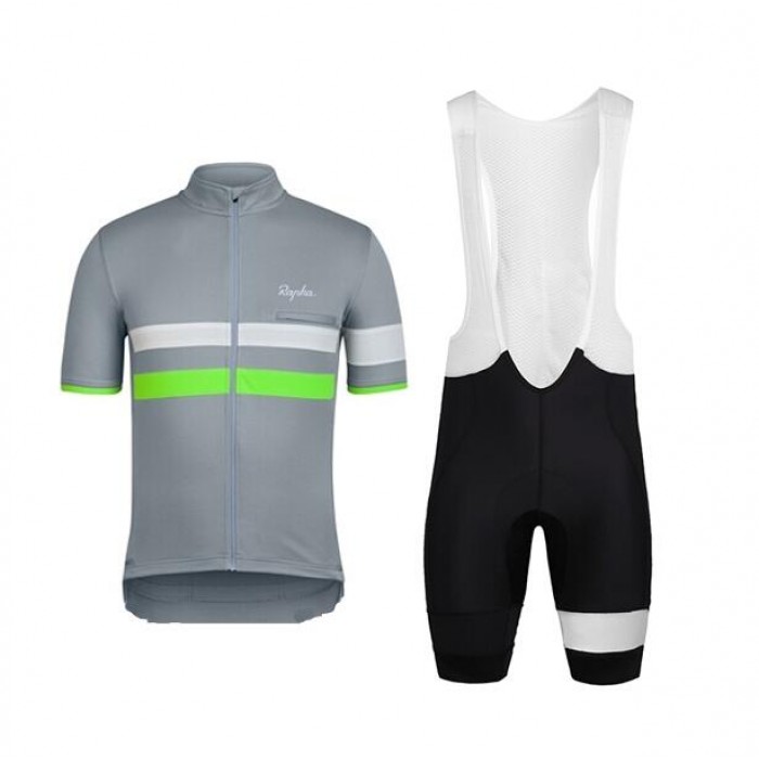 2015 Rapha Gris Fahrradbekleidung Satz Fahrradtrikot Kurzarm Trikot und Kurz Trägerhose IOJC856