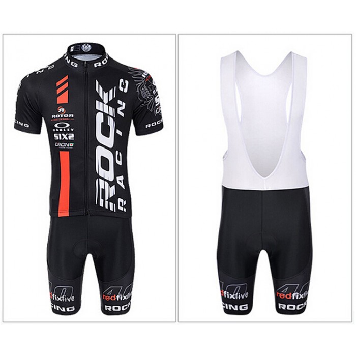 2015 Rock Racing Fahrradbekleidung Satz Fahrradtrikot Kurzarm Trikot und Kurz Trägerhose rot schwarz ASHE927