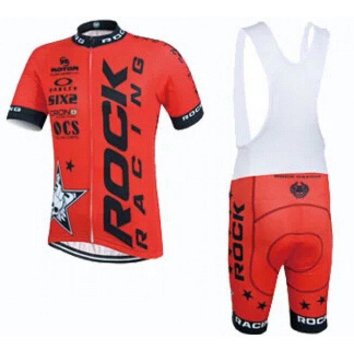 2015 Rock Racing Rot Fahrradbekleidung Satz Fahrradtrikot Kurzarm Trikot und Kurz Trägerhose BUHB803