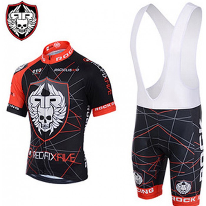 2015 Rock Racing Fahrradbekleidung Satz Fahrradtrikot Kurzarm Trikot und Kurz Trägerhose rot MLXS125