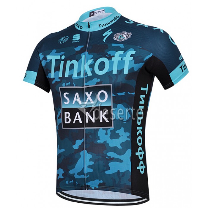 2015 Saxo Bank Tinkoff Radtrikot Kurzarm Camouflage Blau GJPR286