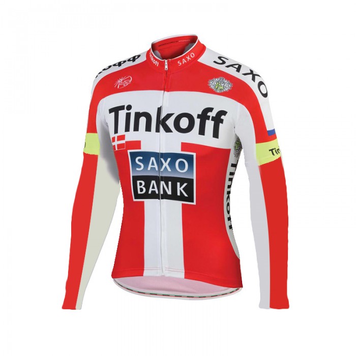 2015 Tinkoff Saxo Bank Rouge Fahrradtrikot Langarm OTJP423