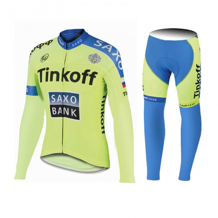 2015 Saxo bank Tionkff Fahrradbekleidung Radtrikot Satz Langarm und Lange Fahrradhose OUGI727