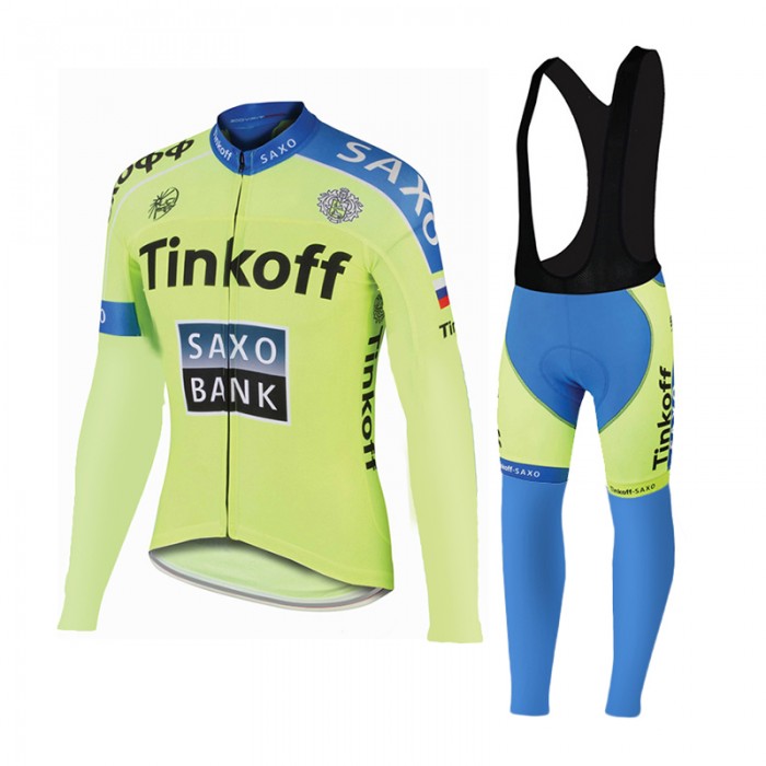 2015 Saxo bank Tionkff Fahrradbekleidung Radtrikot Satz Langarm und Lange Trägerhose UNRO724