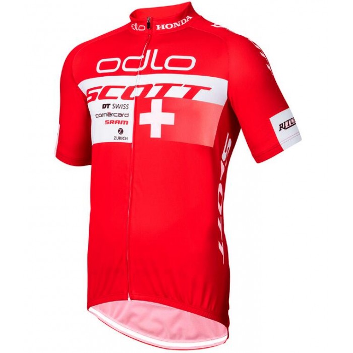 2015 Odlo Scott Swiss Rote Radtrikot Kurzarm COOI513