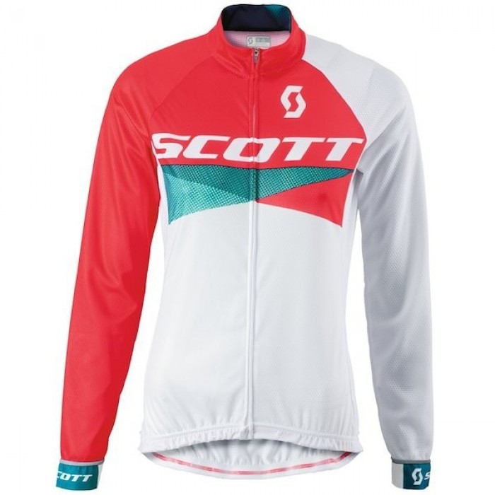 2015 Scott RC Weiß/Rot Damen Radtrikot Langarm SOZR884