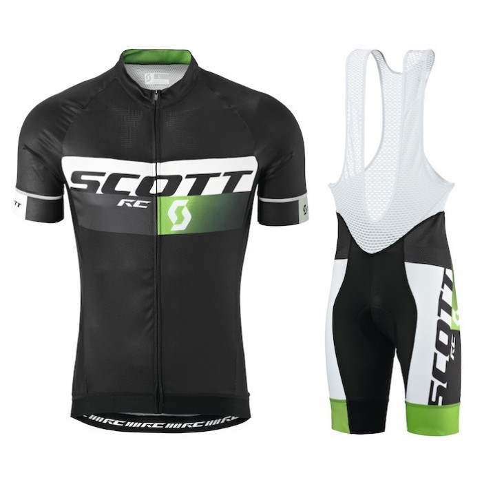 Scott RC Pro Schwarz-Grün 2015 Fahrradbekleidung Satz Fahrradtrikot Kurzarm Trikot und Kurz Trägerhose TVTQ629