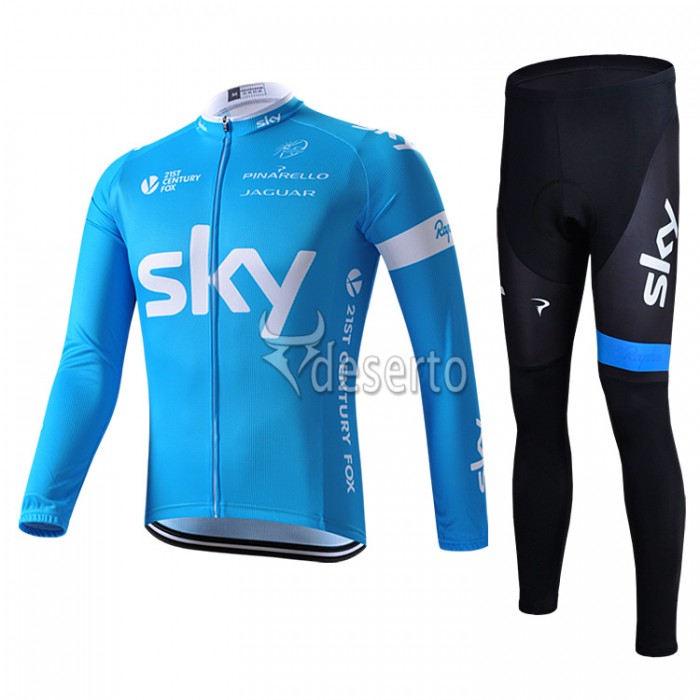 2015 Sky Fahrradbekleidung Radtrikot Satz Langarm und Lange Fahrradhose LTHR461