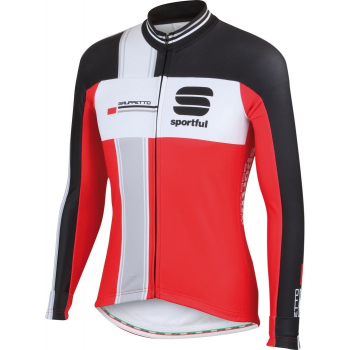 2015 Sportful Gruppetto LS Rood Fahrradtrikot Langarm Rouge VQAB887