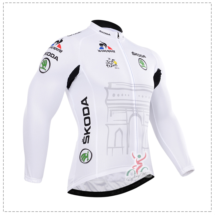 2015 Tour de France Fahrradtrikot Langarm Blanc APWN102