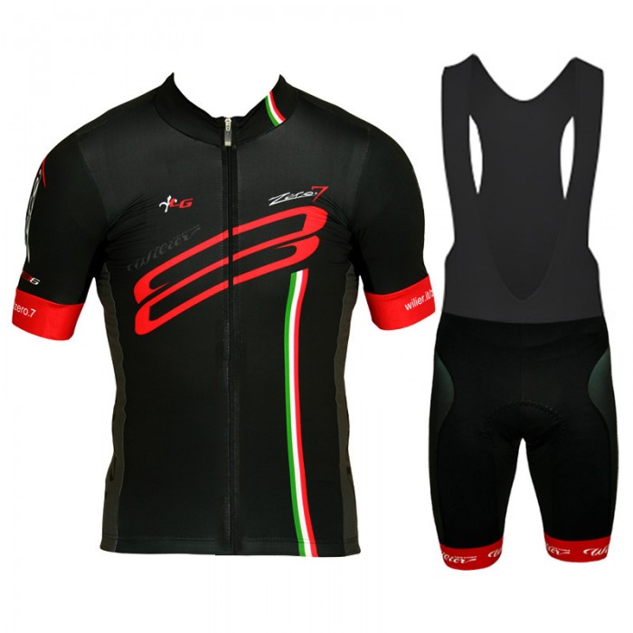 2015 WILIER Fahrradbekleidung Satz Fahrradtrikot Kurzarm Trikot und Kurz Trägerhose Rot Schwarz PBXK431