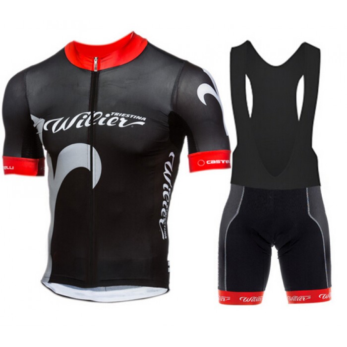 WILIER 2015 schwarz Fahrradbekleidung Satz Fahrradtrikot Kurzarm Trikot und Kurz Trägerhose schwarz RVOW940