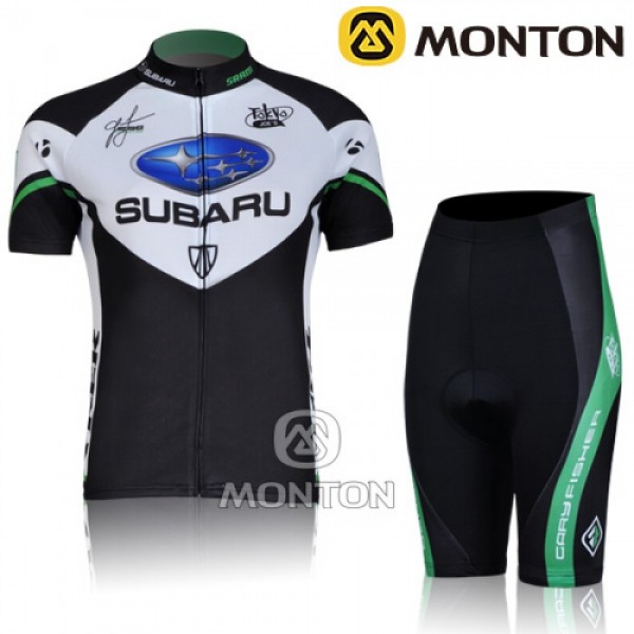 2011 SUBARU Damen Radbekleidung Radtrikot Kurzarm und Fahrradhosen Kurz Grün DLVM237