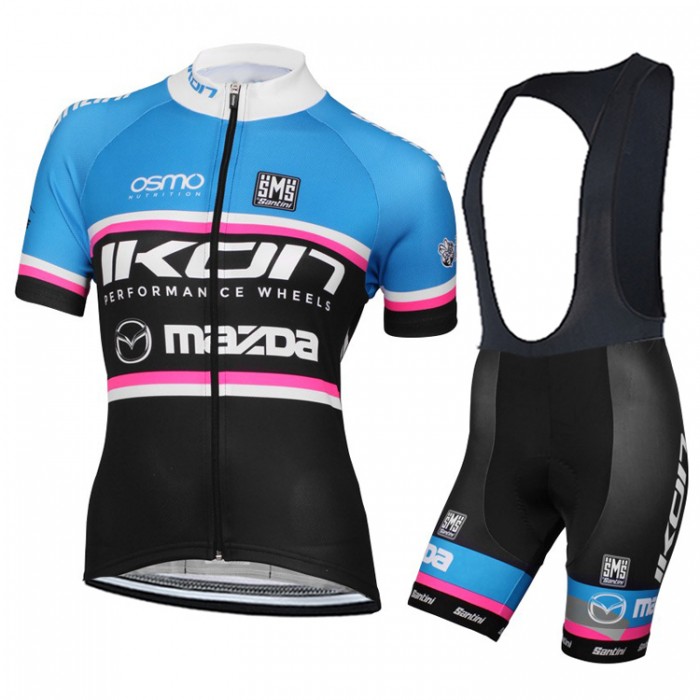 2015 Damen Ikon Mazda Damen Fahrradbekleidung Satz Fahrradtrikot Kurzarm Trikot und Kurz Trägerhose FWQV652