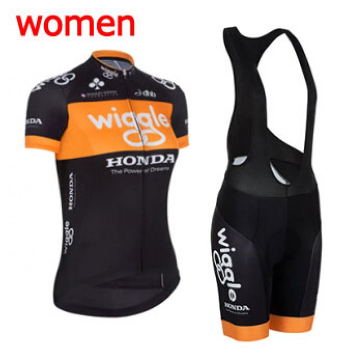 2015 Wiggle Damen Fahrradbekleidung Satz Fahrradtrikot Kurzarm Trikot und Kurz Trägerhose GVEM450