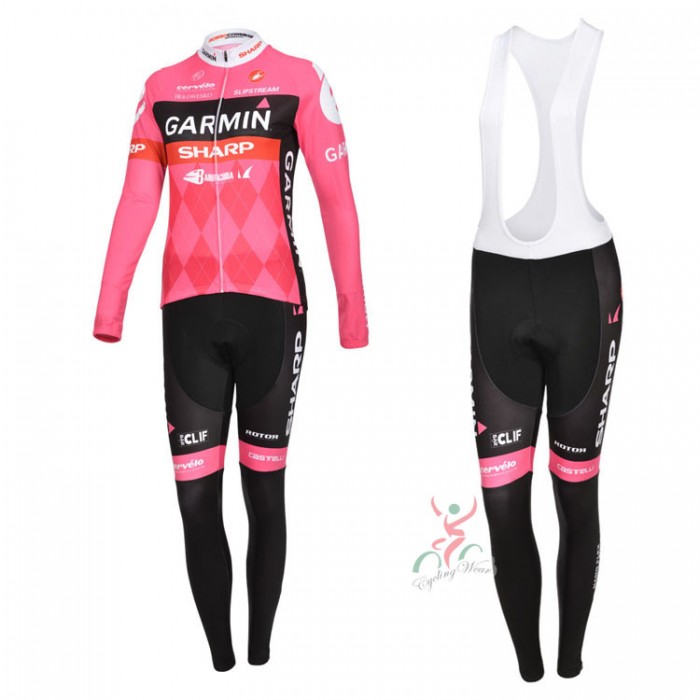 2012 Damen Garmin Cycling Jersey Long Sleeve and Cycling Bib Pants JXOC794
