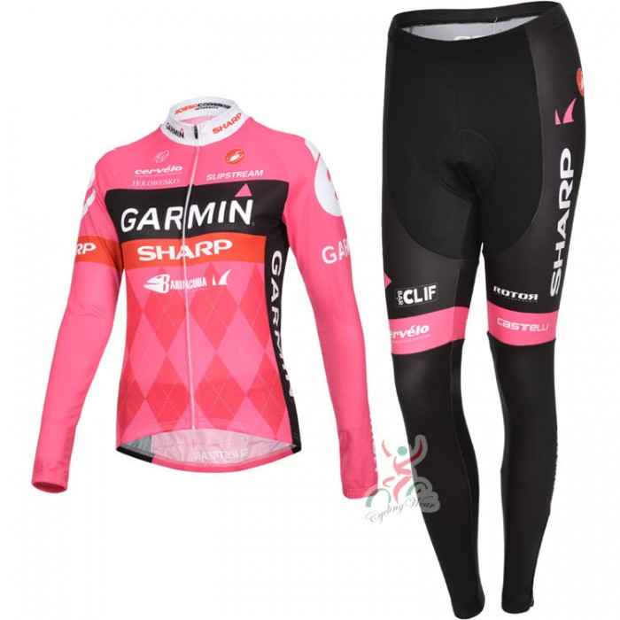 2012 Damen Garmin Fahrradbekleidung Radtrikot Satz Langarm und Lange Fahrradhose SUFO467