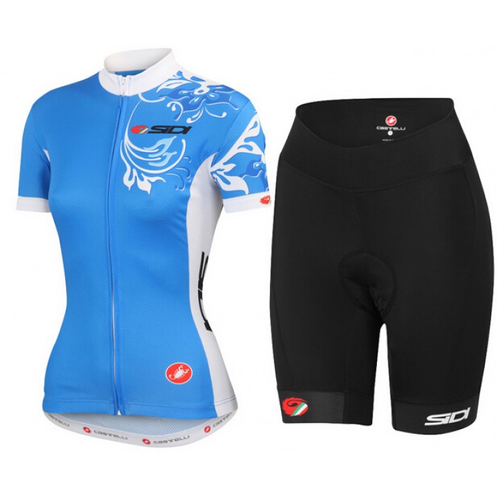 2015 SIDI Damen blau Radbekleidung Radtrikot Kurzarm und Fahrradhosen Kurz TEKD945