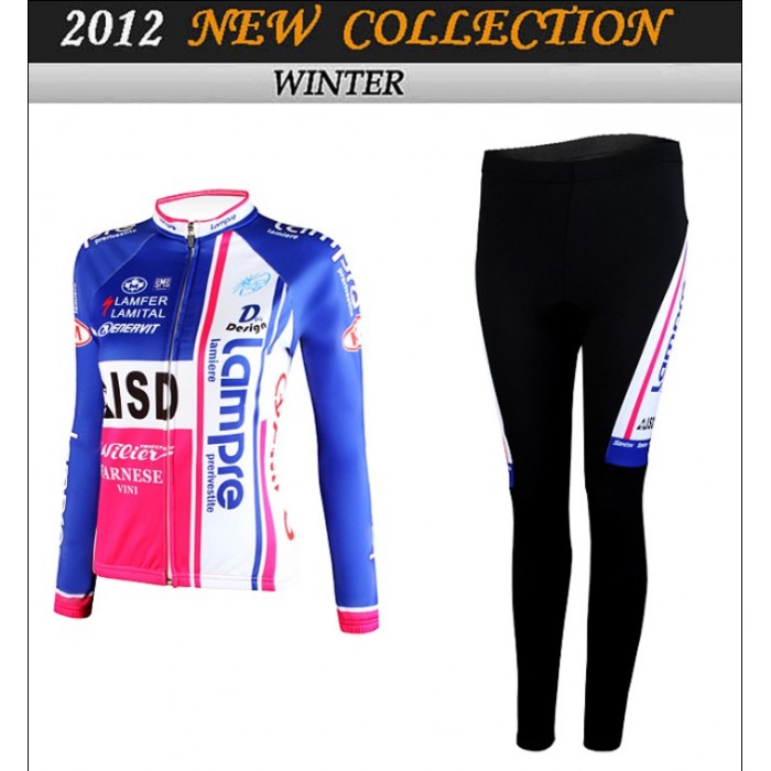 2012 Damen Lampre Cycling Fahrradbekleidung Radtrikot Satz Langarm und Lange Fahrradhose TLFG346