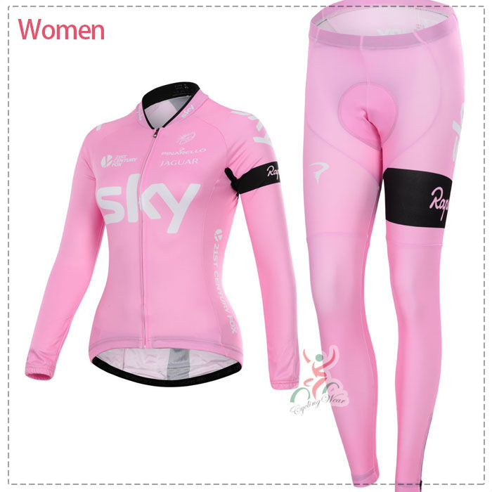 2015 sky Damen Cycling Fahrradbekleidung Radtrikot Satz Langarm und Lange Fahrradhose ZXYV672
