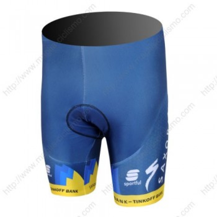 2013 Saxo Bank Tinkoff Pro Team Kurz Radhose Blau Gelb IMLJ292