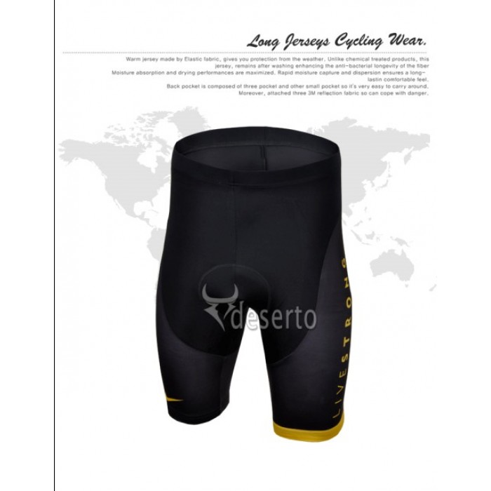 2013 Livestrong Kurz Radhose Schwarz Gelb KGSB531