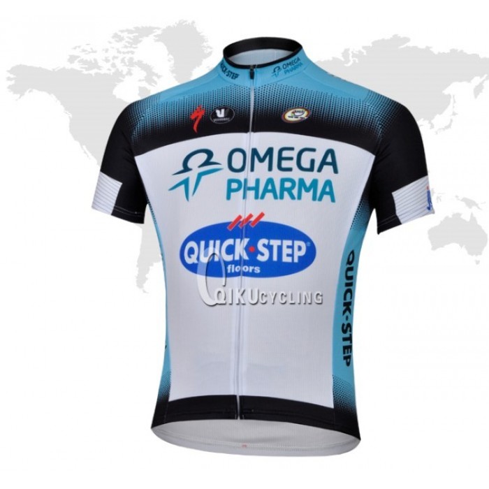 2013 Omega Pharma Quick Step Radtrikot Kurzarm Weiß Schwarz BNRP318