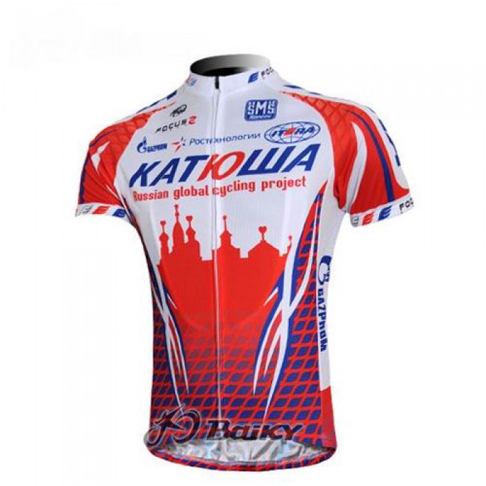 Katusha Russland Radtrikot Kurzarm Weiß Rot EEYL197