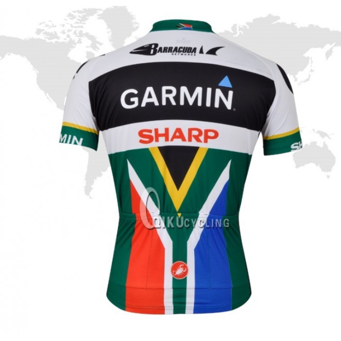 2013 Garmin Sharp Barracuda Südafrika Champion Radtrikot Kurzarm Schwarz Grün HEUH903