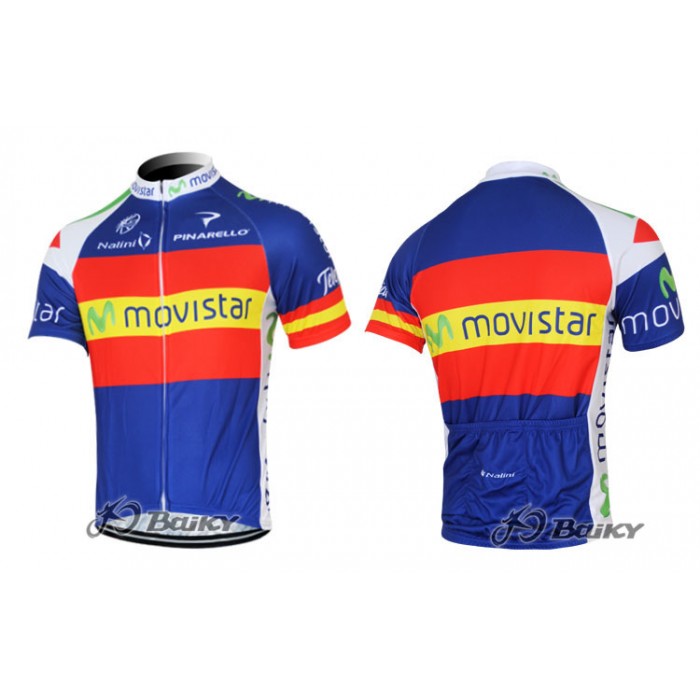 2012 Movistar Radtrikot Kurzarm Blau Rot ODKJ850