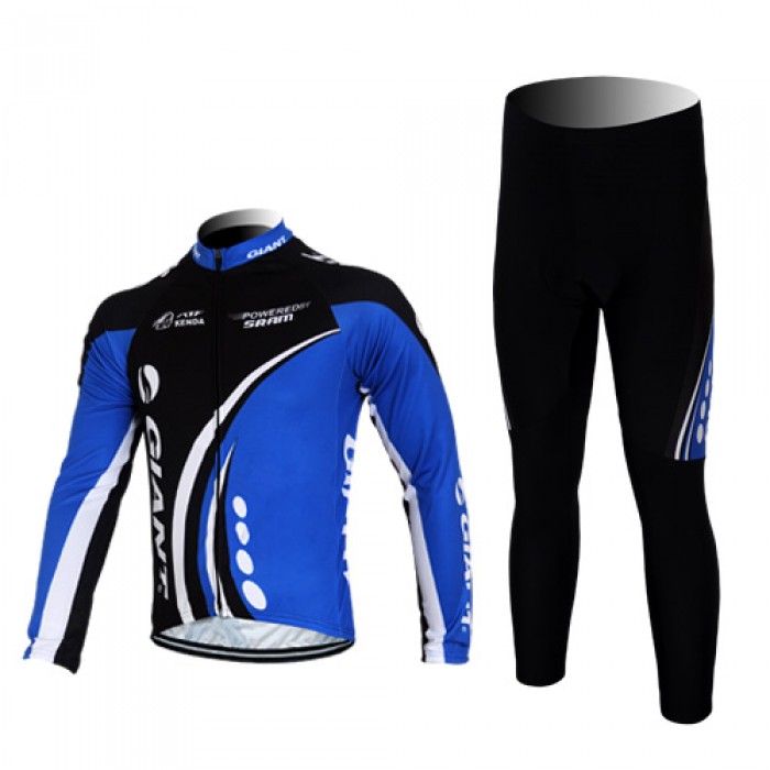 Giant kenda pro Radbekleidung Satz Fahrradtrikot Langarm und Lang Radhose Schwarz Blau NAYT307