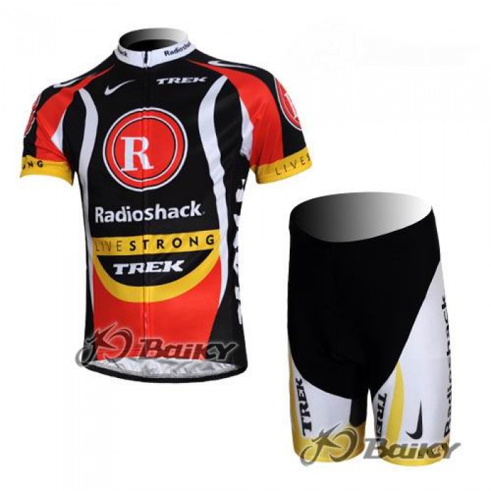 RadioShack Trek Livestrong Radbekleidung Radtrikot Kurzarm und Fahrradhosen Kurz Schwarz Rot HFYF720