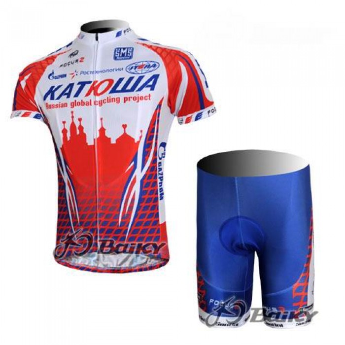 Katusha Russland Radtrikot Kurzarm Kurz Radhose Kits Weiß Rot IMIS329