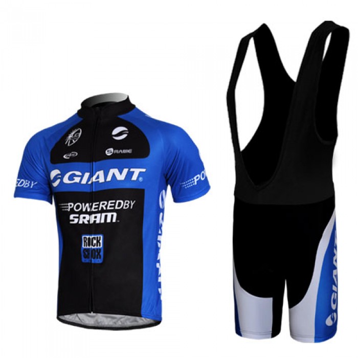 Giant Sram Pro Team Radtrikot Kurzarm Kurz Trägerhose Kits Schwarz Blau AFVM723