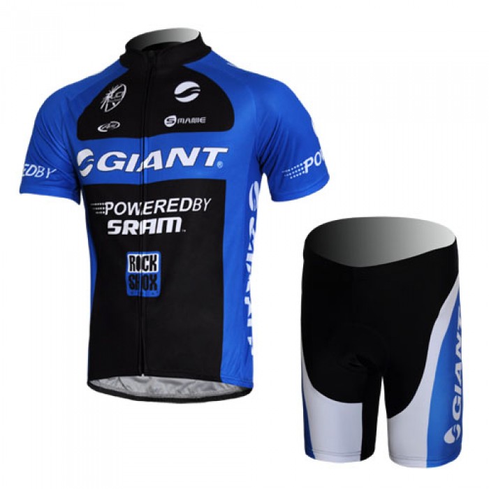 Giant Sram Pro Team Radtrikot Kurzarm Kurz Radhose Kits Schwarz Blau DBVW765