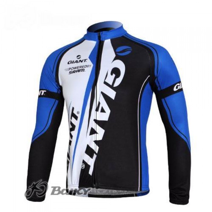 Giant Sram Pro Team Fahrradtrikot Langarm Blau Weiß Schwarz NKKQ909