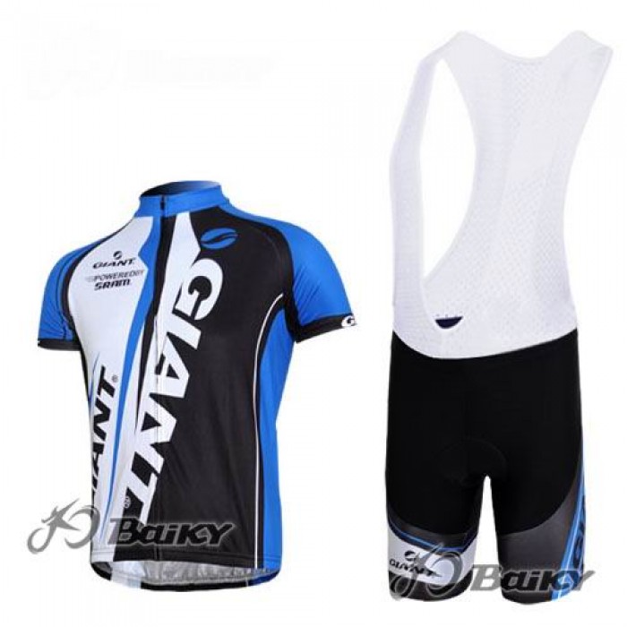 Giant Sram Pro Team Radtrikot Kurzarm Kurz Trägerhose Kits Weiß Blau Schwarz QAXR839