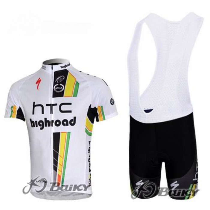 HTC-Highroad Pro Team Radtrikot Kurzarm Kurz Trägerhose Kits Weiß MKJL208