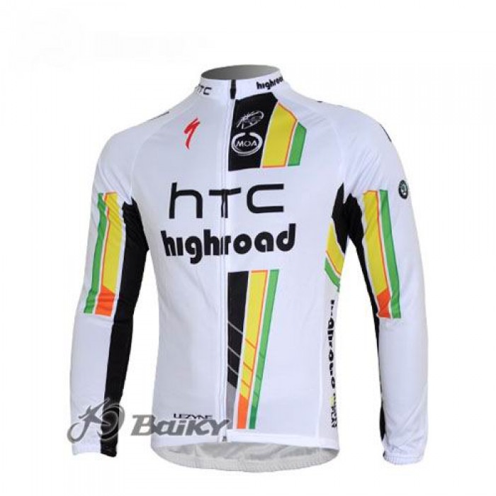 HTC-Highroad Pro Team Fahrradtrikot Langarm Weiß Grün QVSP953