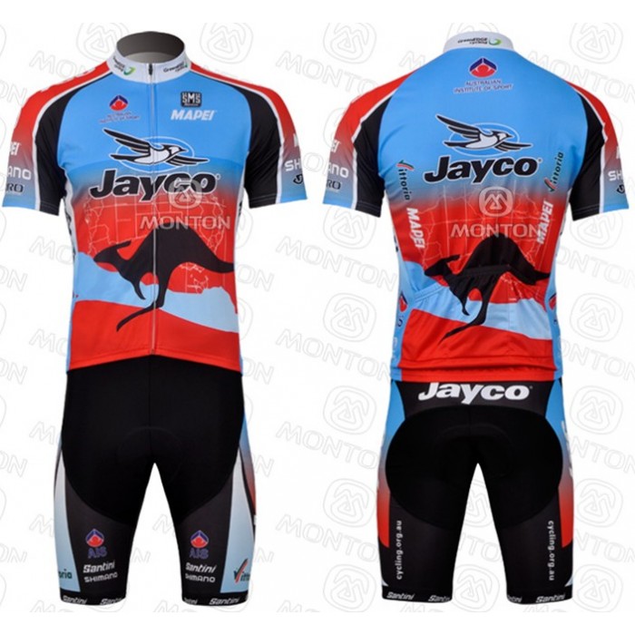 JAYCO Pro Team Radtrikot Kurzarm Kurz Radhose Kits Blau Rot MYOQ425