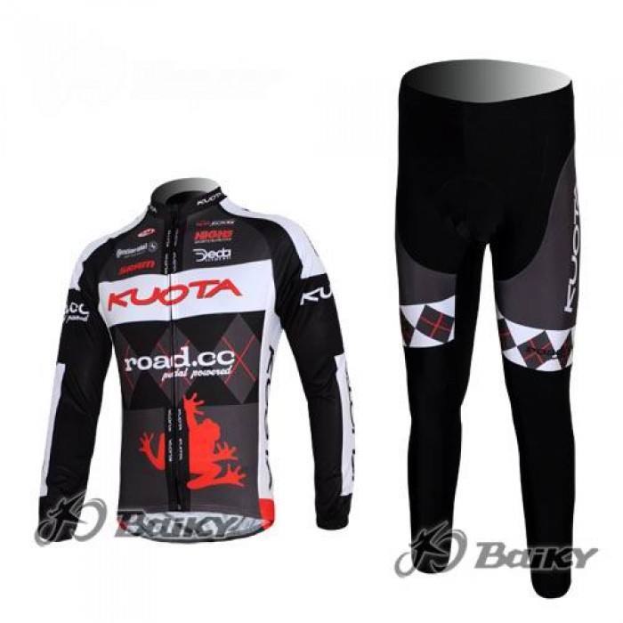 Kuota SRAM Road Pro Team Fahrradbekleidung Radtrikot Satz Langarm und Lange Fahrradhose Schwarz Weiß EMBY274