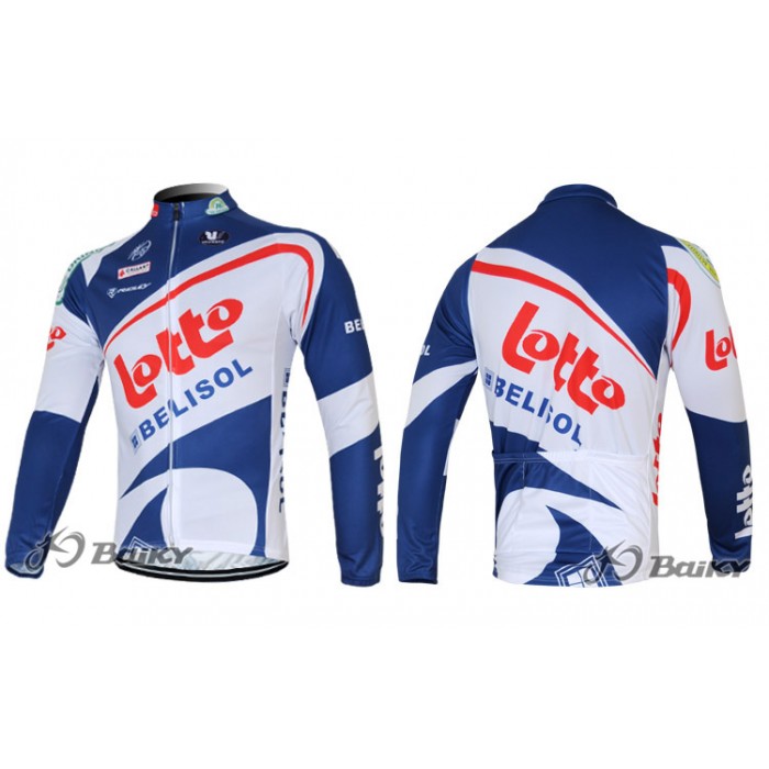 Lotto Belisol Fahrradbekleidung Radtrikot Satz Langarm und Lange Trägerhose Weiß Blau LWOP804