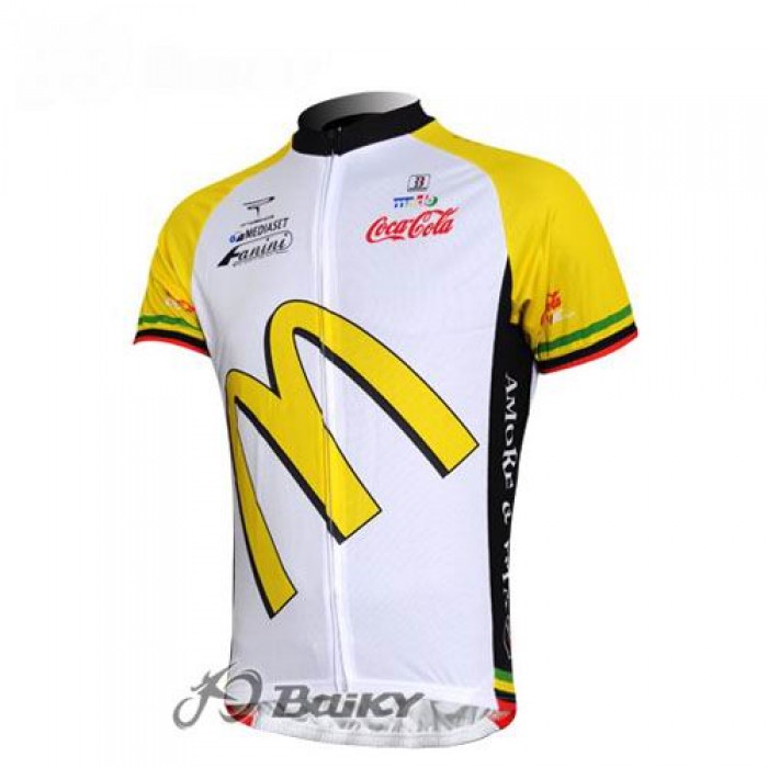 McDonald Legea Pro Team Radtrikot Kurzarm Weiß Gelb EMVT690