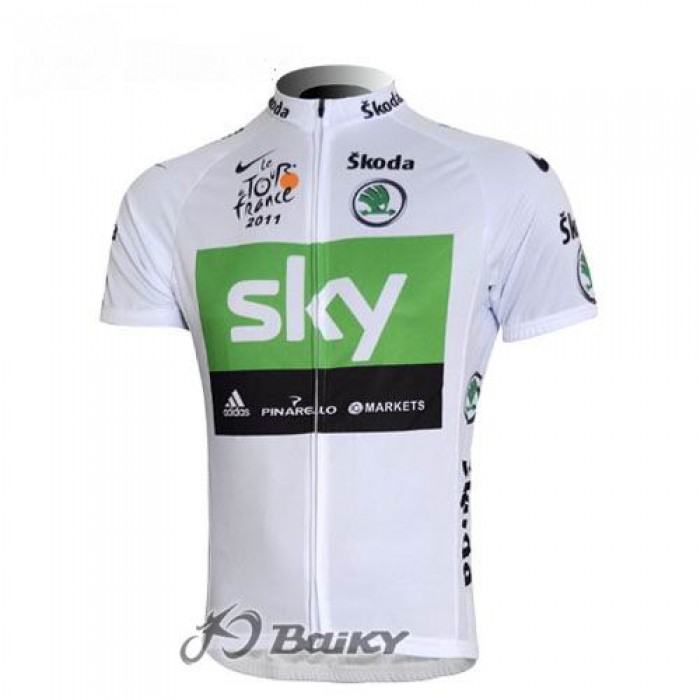 SKY Pro Team Radtrikot Kurzarm Weiß Grün IROK673