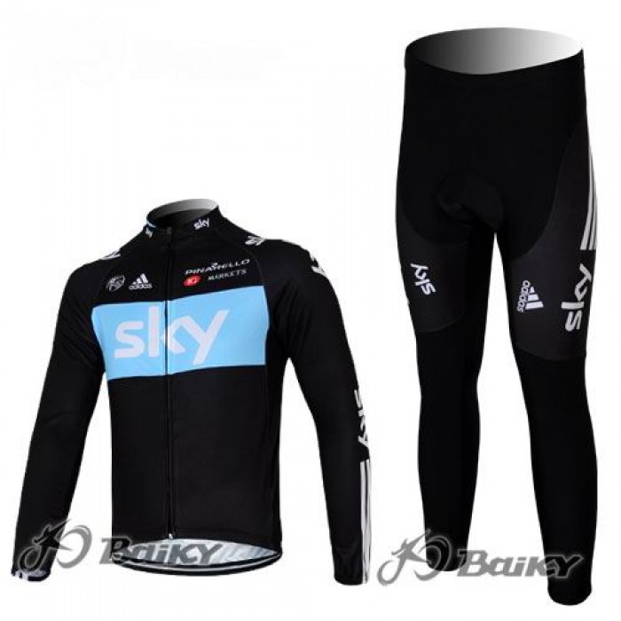 Sky Pinarello Pro Team Fahrradbekleidung Radtrikot Satz Langarm und Lange Fahrradhose Schwarz Blau TLIG917